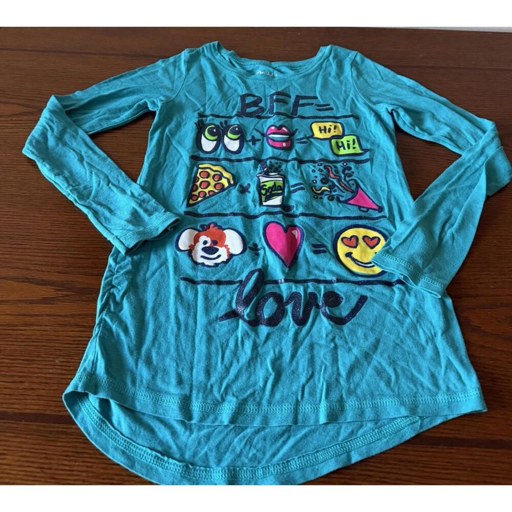 Hanes Girl's Shirt BFF= Love Blue Size Medium MINT